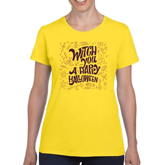 Witch You Happy Halloween T-Shirt Women -Image by Shutterstock, Female Small