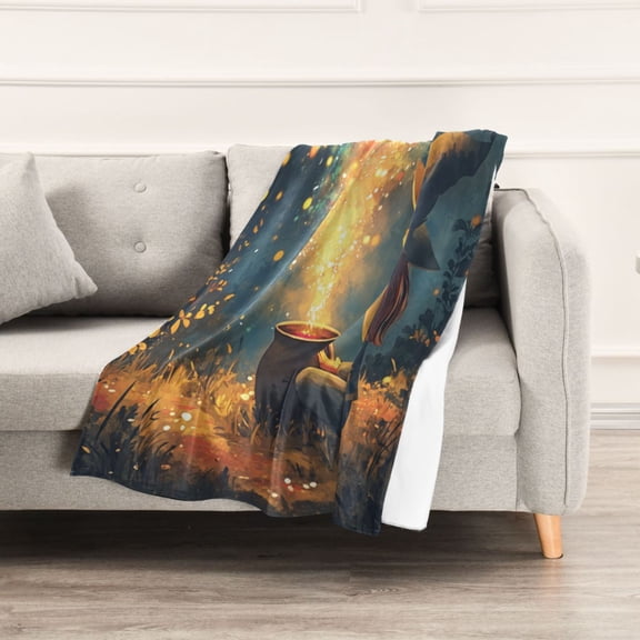 Witch and Colored Potions Throw Blanket 60" x 90" Soft and Warm Blankets for Couch Sofa and Bed