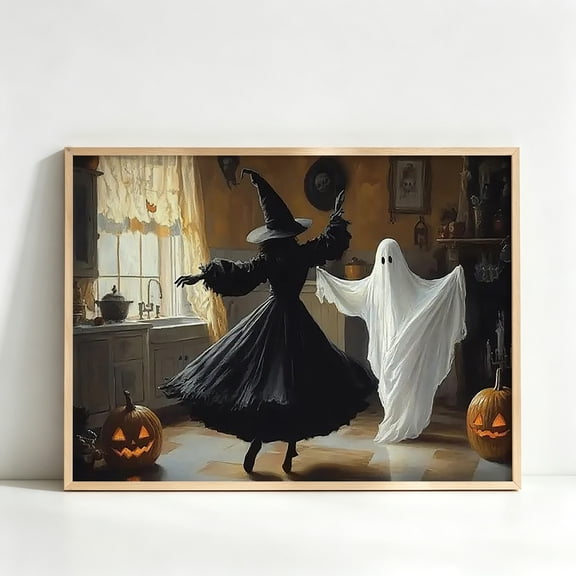 Witch and Ghost Dance Canvas Print Wall Art Decoration Unframed