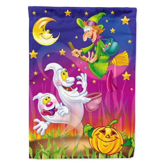 Witch and Ghosts Halloween Flag Canvas House Size