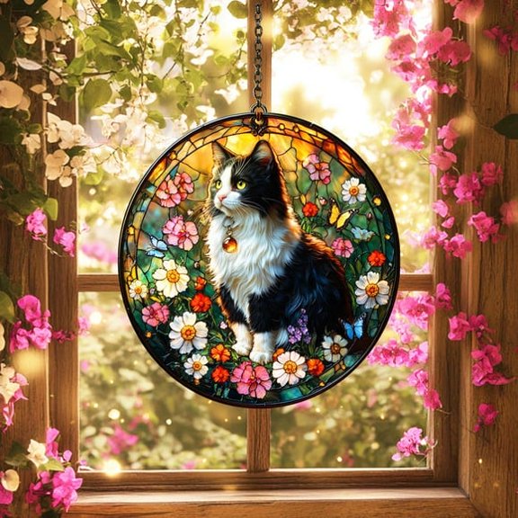 Witch and Moon GLASS SUNCATCHER Beautiful Witch Moon Window Hanging Spooky Halloween Decor Gothic Halloween Decor Moon Halloween