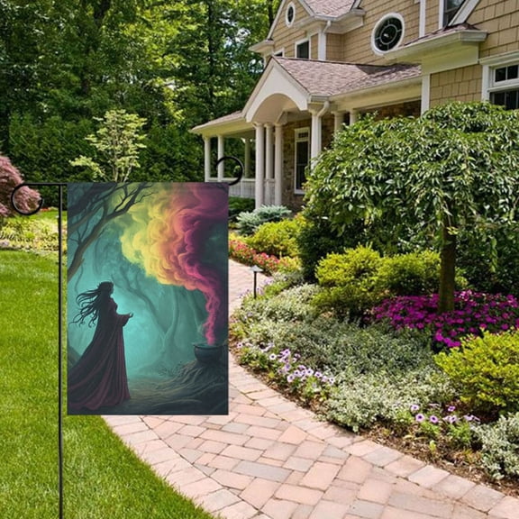 Witch and Potion Garden Flag 12x18 inch Double Sided Outside Yard Decorations for Home Outdoor