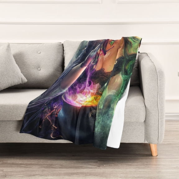 Witch and Potions Throw Blanket 60" x 90" Soft and Warm Blankets for Couch Sofa and Bed