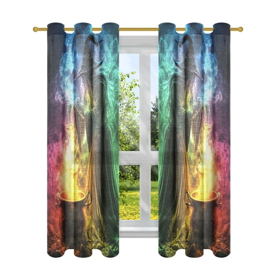Witch and The Magic Potion Semi Sheer Curtains for Living Room Bedroom Set of 2 Insulated Window Drapes
