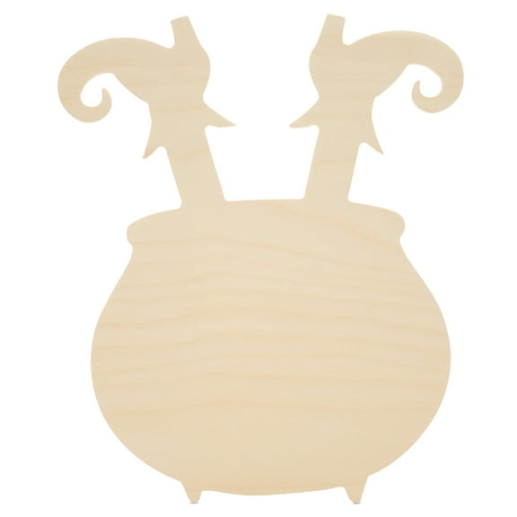 Witch in a Cauldron Wooden Cutout 12 x 10 Inches, 1 Unfinished Birch Wood Cutout for Halloween Decor and DIY Crafts, by Woodpeckers