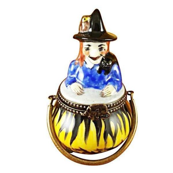 Witch in a Pot Limoges Box for Collectors Limoges Box Porcelain Figurine