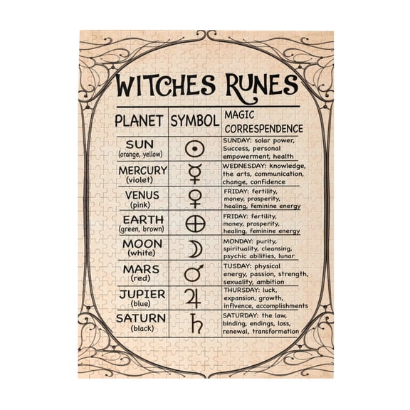 Witch runes Puzzle, Witchery Vertical Puzzle, Witches Puzzle, Witches Magic Knowledge Wall Art, Magic Lover Gift,Witch art,Jigsaw Puzzle 1000 Puzzle Pieces,Puzzle Enthusiasts