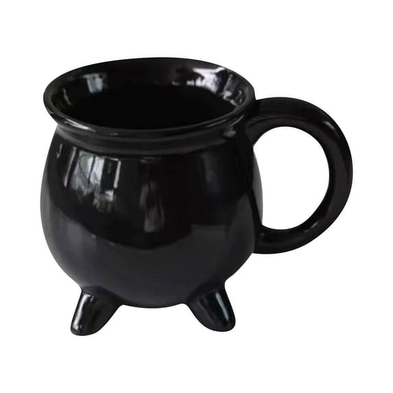 Witch's Brew Cauldron Coffee Mug 12 oz, Black Ceramic Halloween Mug for Witch Gothic Theme, Occult Inspired Drinkware & Tabletop Decor