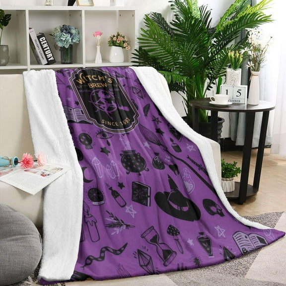 Witch's Brew Halloween Pattern Blanket,Comfortable Soft Flannel Throw Blanket,All Season,Warm Lightweight Blankets for Sofa Bed Couch Living Room Chair,60"x80"