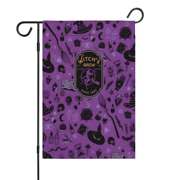 Witch's Brew Halloween Pattern Fall Garden Flags 12.5"x18" Double Side,Small Yard Flags for Outside,Outdoor Fall Decor,Autumn Funny Garden Flag Yard Decoration