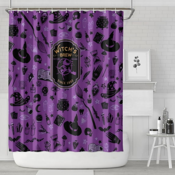 Witch's Brew Halloween Pattern Shower Curtain 72"x84" ,Bathroom Decorative Shower Curtains Set with 12 Hooks,Modern Waterproof Washable Shower Curtain
