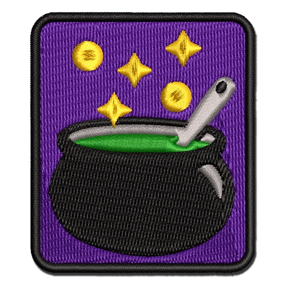 Witch's Bubbling Cauldron Magic Halloween Applique Multi-Color Embroidered Hook & Loop Patch - 2.0 Inch Mini