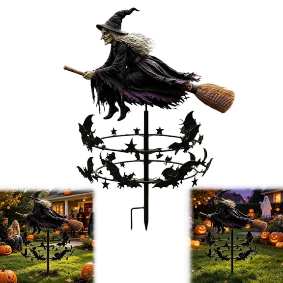 Witch's Garden Windmill 47 Inch - Large Fantasy Outdoor Magical Garden Decor, Oversized Whimsical Windmill Ornament for Halloween Witch Themed Yard Art
