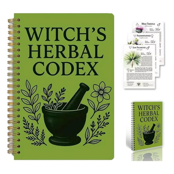 Witch's Herbal Codex - Enchanted Herbalist's Notebook, Witch's Herbal Notebook with Multiple Herbs Collection, Plant Lore & Illustrations, Wonderful Gift for Nature Lovers & Witches