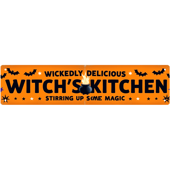 Witch's Kitchen Tin Sign - 16x4 Inch - Ideal for Halloween Decor, Kitchen, Man Cave Decor - Gothic Signs, Seasonal Decor