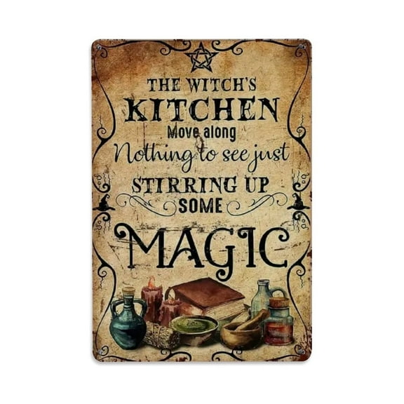 Witch's Kitchen Tin Sign Vintage Metal Sign Office Living Room Bar Coffee Wall Art Decor 8x12inch