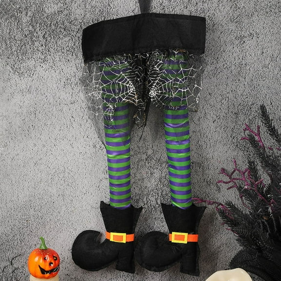 Witch's Legs Yard Stakes, for Wreath Plush Stuffed Witch Legs with Shoes Sticking out of Window Door /Car /Auto Trunk Outdoor Novelty Hanging Car Trunk Yard Decor
