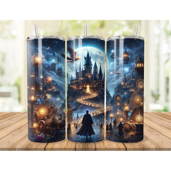 Witch-themed mug wrapper: Magical world design for a 20oz insulated mug.