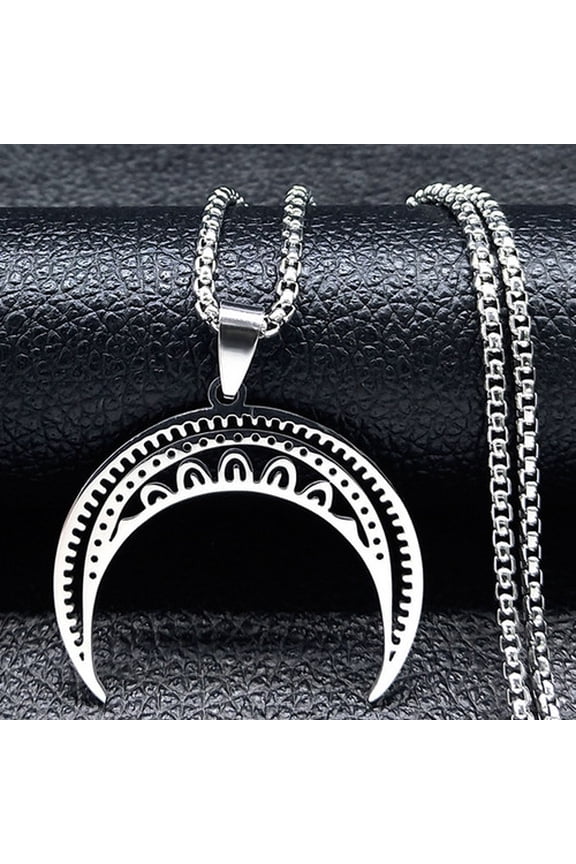 Witchcraft Divination Moon Pendant Necklace 14K Yellow Gold Golden Color Crescent Meniscus Necklaces Jewelry colar
