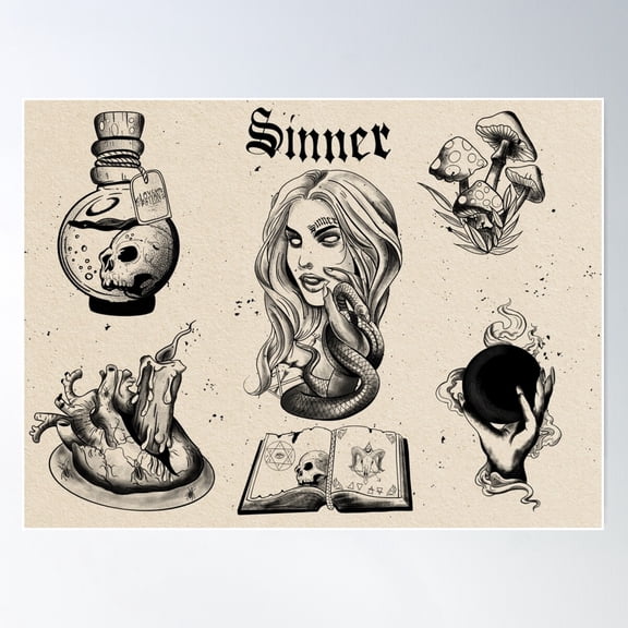 Witchcraft Flash Sheet Poster Wall Art, Modern Wall Decor For Living Room Bedroom, 8x12 UNFRAMED