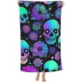 thumbnail image 1 of Skulls and Flowers Large Beach Towel - Plush Thick Cotton Pool Towel, Adult Beach Towels, 1 of 17