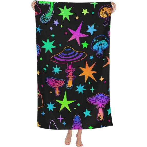 Witchcraft Theme Large Beach Towel - Plush Thick Cotton Pool Towel, Adult Beach Towels