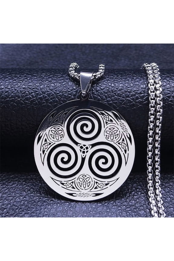 Witchcraft Vortex Necklace 14K Yellow Gold  Viking Triskelion Celtic Knot Spiral Triskele Necklace Jewelry