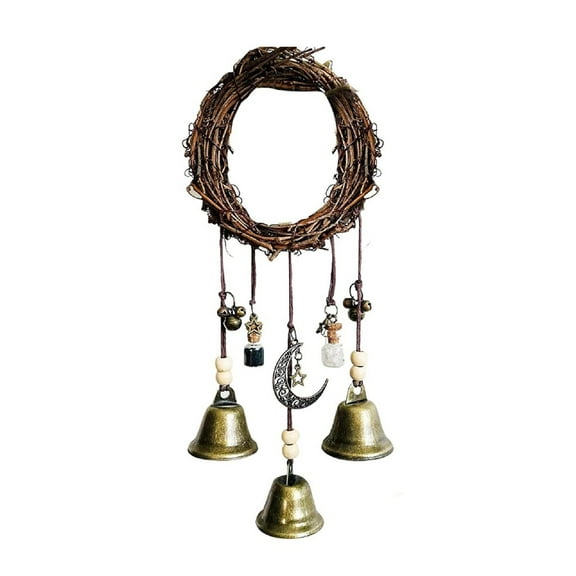 Witchcraft Wind Chimes â Handmade Witch Bells for Door Protection, Silver Pagan Decor with Quartz , Spiritual Hanging Ornament for Home & Altar