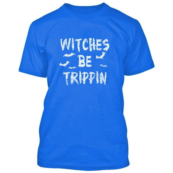 Witches Be Trippin Man T-shirt Bat Printed Halloween Costume Blue Tee X-Large