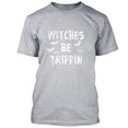 thumbnail image 1 of Witches Be Trippin Man T-shirt Bat Printed Halloween Costume Gray Tee Small, 1 of 2