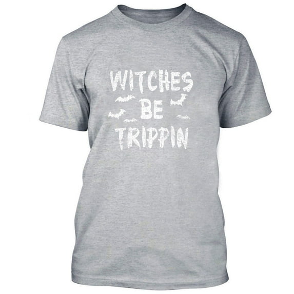 Witches Be Trippin Man T-shirt Bat Printed Halloween Costume Gray Tee Small