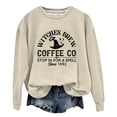 thumbnail image 1 of Witches Brew Coffee Halloween Sweatshirt For Women Cute Crewneck Tops Oversized Long Sleeve Festival Pullover Sweater, 1 of 3