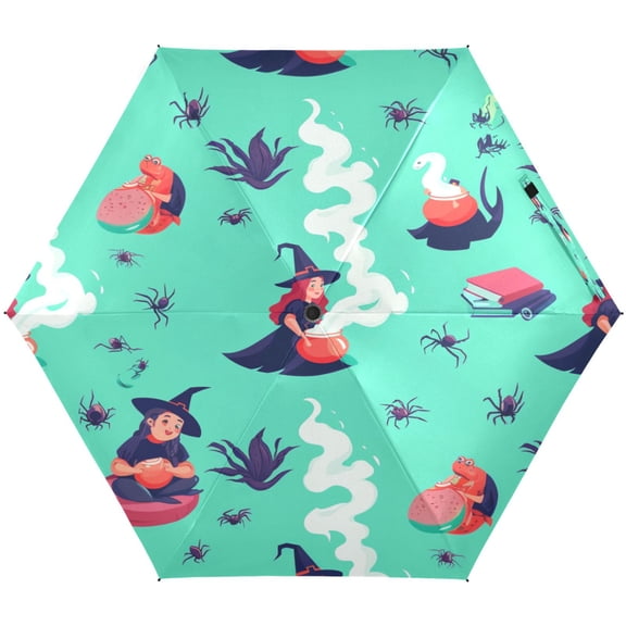 Witches Brewing Potions Umbrellas for Sun Auto Open Close UV50+ Waterproof 5-Fold Compact Fiberglass Frame