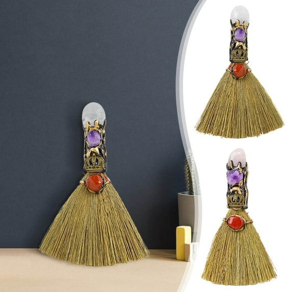Witches Broom Decorative Crystal Witchcraft Pagan | Healing Purification Ritual Tool | Mystical Home Altar Decor | Spiritual Wicca Cleansing Ornament | 10x17cm | 1 Piece