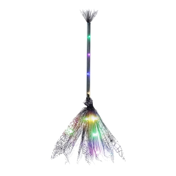 Witches Broom Halloween Decor - 25.26In Animated Light up Moving Broomstick Dancing Magic Witch Broom for Indoor & Outdoor Porch Halloween Party Decorations