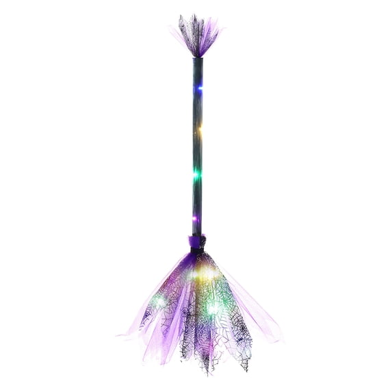 Witches Broom Halloween Decor - 25.26In Animated Light up Moving Broomstick Dancing Magic Witch Broom for Indoor & Outdoor Porch Halloween Party Decorations
