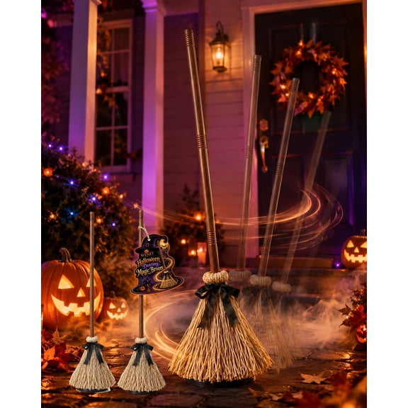 Witches Broom Halloween Decor, Animated Moving Broom with Spooky Sounds | Self-Moving Dancing Motion, Spooky Sound Effects, Indoor Rooms, Entryways, Haunted Houses and Halloween Parties(1PC)