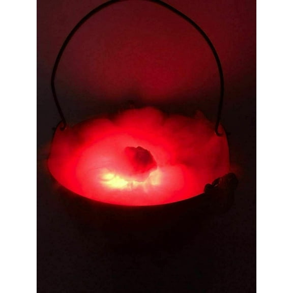 Witches Bubbling 9" Black Cauldron with Red Fogger (w/Color Options)- Wire Handle - 9 Inch Diameter