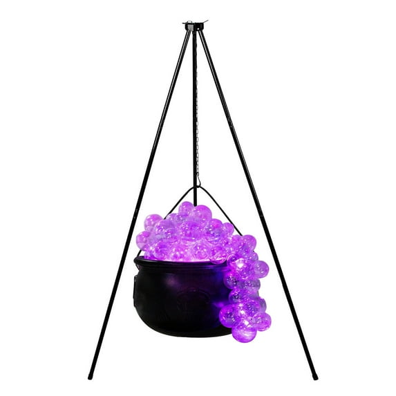 Witches Cauldron Halloween Decor with Lights - Spooky Tripod Stand Cauldron for Outdoor/Indoor Decorations - Bubble Effect Candy Bowl for Party & Yard Displays