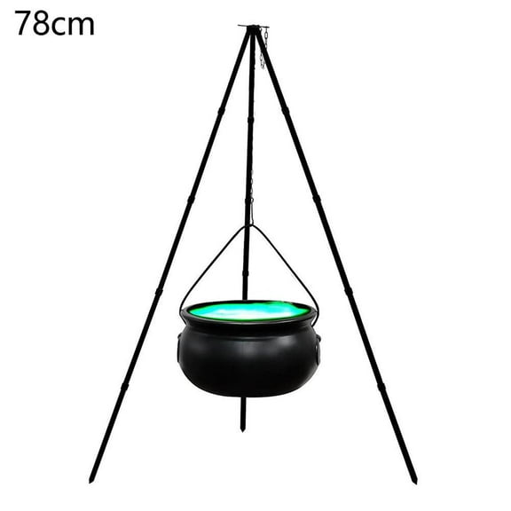 Witches Cauldron, Halloween Decor Outdoor, Witches Cauldron on Tripod with Lights, Black Witch Pot Halloween Bowl Decor for Home & Porch Yard Lawn Party