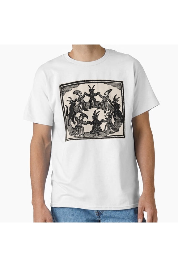 Witches Circle Dance Spooky Wiccan Ritual Solstice Silhouette T-Shirt