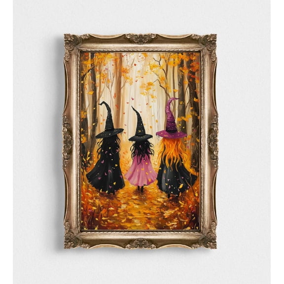 Witches Coven Art Poster, Ethereal Wildflower Scene, Mystical Forest Witches Illustration, Magical And Witches, Mystical Woodland Decor, 12x18 UNFRAMED