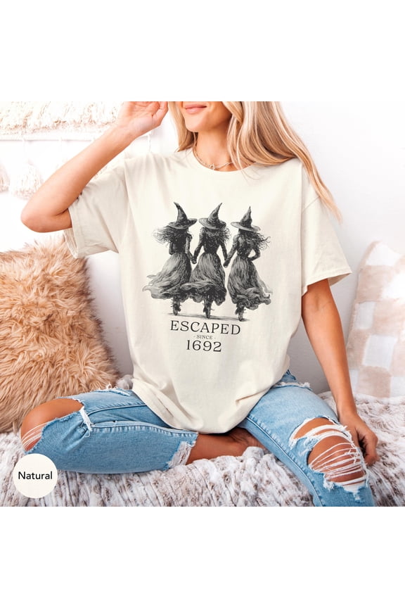 Witches Coven T-Shirt – Mystic Salem Witch Tee, Celestial Moon & Stars Graphic, Gothic Spooky Season Top