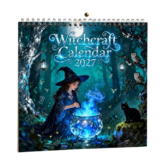Witches Desk Calendar, Monthly Planner, Paper Binding, Art Themed Pages, Tabletop Decor for Home and Office Use