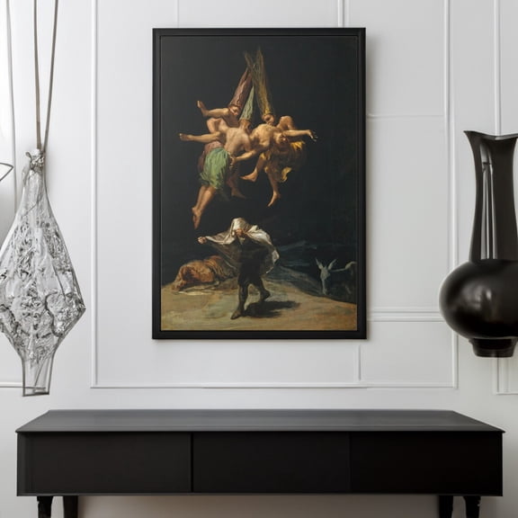 Witches' Flight by Goya Creepy Witch Art Print Museum Poster, Unframed Paper Poster 8x10in