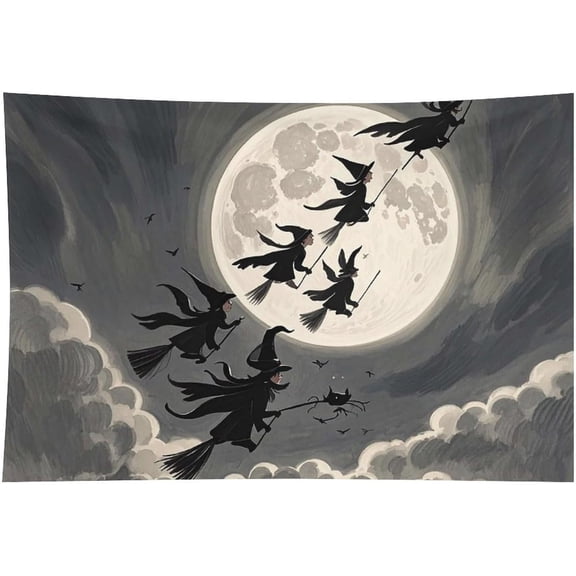 Witches Gather Tapestry Wall Hanging, 60"x90" Polyester Blanket Aesthetic Wall Decor Vintage Tapestry for Bedroom Living Room Dorm Decor