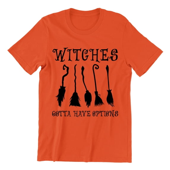 Witches Gotta Have Options Halloween Broom Unisex Men's T-shirt, XL, Orange