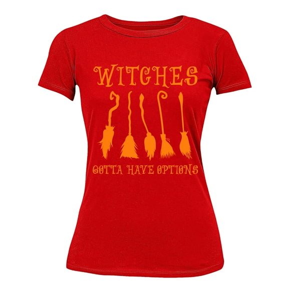 Witches Gotta Have Options Halloween Broom Women's T-shirt, 2XL, Red