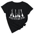thumbnail image 1 of Witches Gotta Have Options Top Women Thanksgiving Print T-shirt Top Round Neck Short Sleeve T-shirt Top Broom Print Top, 1 of 7
