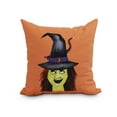 thumbnail image 1 of Witches Hat 20 Inch Orange Halloween Print Decorative Throw Pillow, 1 of 2